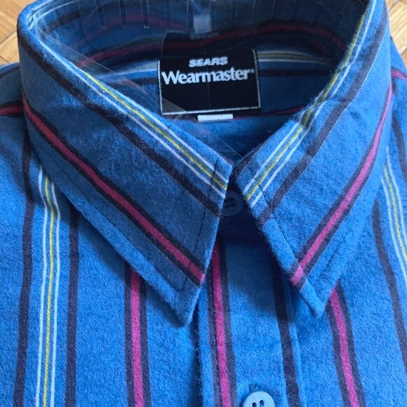 Vintage Sears Wearmaster Stripped Long Sleeve Causal Shirt Heritage Normcore - Picture 9 of 16
